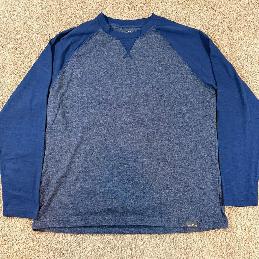 Eddie Bauer Raglan Long Sleeve Shirt Blue Heather Outdoor Mens Large EUC - Picture 1 of 7